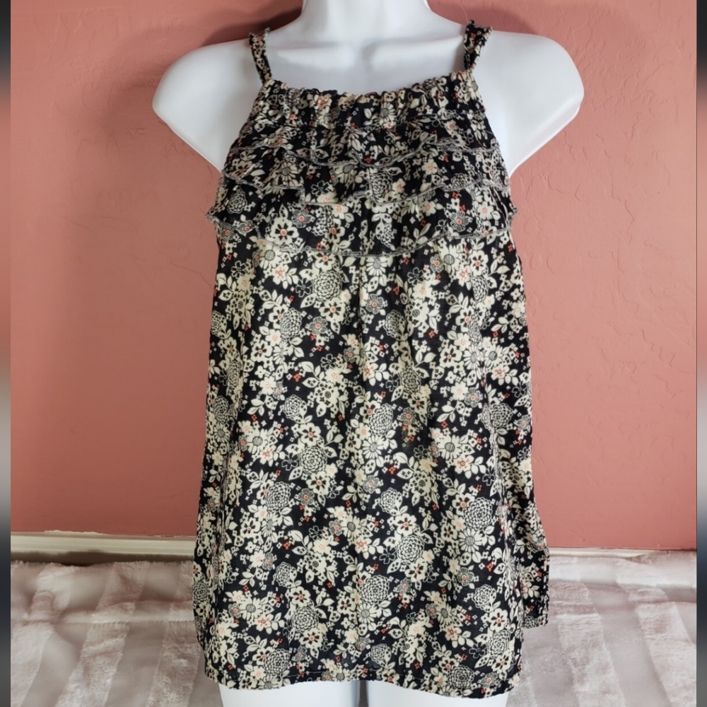 Anthropologie Sanctuary Floral halter back tie blouse